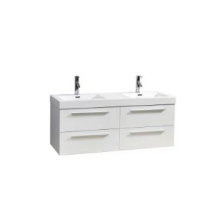 Virtu USA Finley 54.3 in. W x 18.9 in. D x 19.69 in. H Gloss White Vanity With Polymarble Vanity Top With White Basin JD 50754 GW