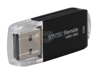 Wintec FileMate Color Mini 4GB USB 2.0 Flash Drive (Black) Model 3FMSP01U2BK 4G R