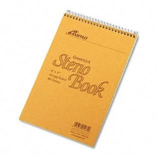 Ampad Spiral Steno Book Gregg 6 x 9 15 lb Green Tint 80 Sheets