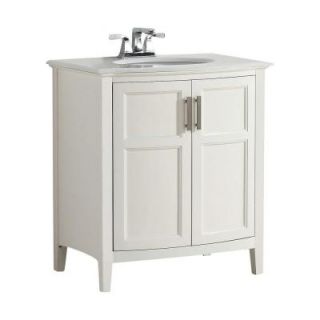 Simpli Home Winston Rounded Front 30 in. W Vanity in White with Quartz Marble Vanity Top in White with White Basin 4AXCVWNRW 30