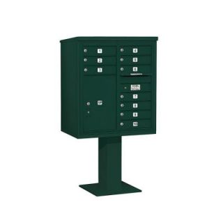 Salsbury Industries 3400 Series Green Mount 4C Pedestal Mailbox with 10 MB1 Doors/1 PL6 3409D 10GRN