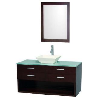 Wyndham Collection Andrea 48 in. Vanity in Espresso with Glass Vanity Top in Aqua and Sink DISCONTINUED WCS100148ESGRD28BN
