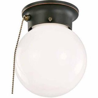 Design House 519264 1 Light Ceiling Mount Globe Light with Pull Chain, Oil Rubbed Bronze Finish