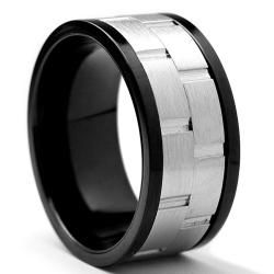 Oliveti Two tone Stainless Steel Mens Hammered Spinner Ring (11 mm)