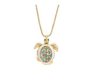 Betsey Johnson Sea Excursion Long Necklace with Turtle Pendant Green