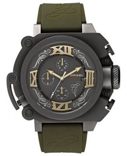 Diesel Watch, Mens Chronograph Green Silicone Strap 51x58mm DZMC0002