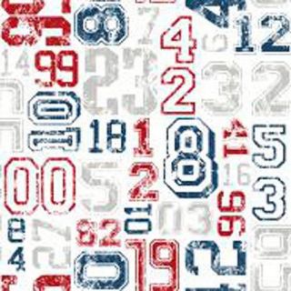 Cool Kids Varsity Number Wallpaper, White/Red/Blue/Grey