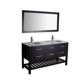 Virtu USA Valentina 58 7/8 in. Double Basin Vanity in Espresso with Marble Vanity Top in Italian Carrara White DISCONTINUED SD 80259 WM ES