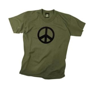 Mens Peace Sign Olive Drab T Shirt   Size 2XL