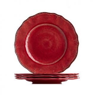 Le Cadeaux Antiqua Set of 4 Melamine Dinner Plates   Red   1826440