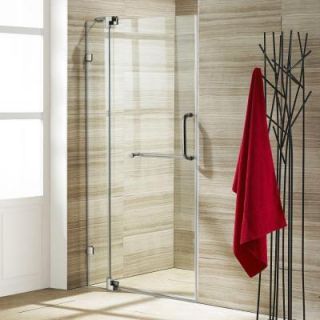 Vigo Pirouette 36 in. x 72 in. Semi Framed Pivot Shower Door in Brushed Nickel with Clear Glass VG6042BNCL36