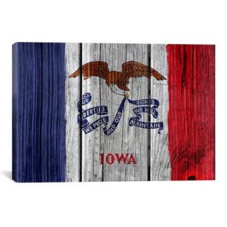iCanvas Iowa Flag, Wood Planks Graphic Art on Canvas