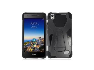 Huawei SnapTo LTE G620 Pronto H891L Hard Cover and Silicone Protective Case   Hybrid Black/ Black Transformer With Stand