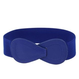 Women Number 8 Design Interlocking Buckle Elastic Waist Belt Band Waistband Blue