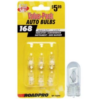 #168 Heavy Duty Automotive Replacement Bulbs Clear 6 Pack