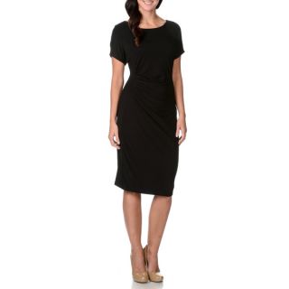 Chelsea and Theodore Womens Side Gathered Black Dress  