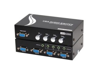 4 port VGA Video Audio Switch Switcher Box Selector 4 in 1 out PC Monitor Share