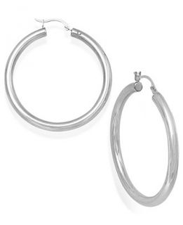 Signature Gold™ Diamond Accent Hoop Earrings in 14k White Gold over