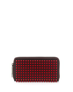 Christian Louboutin Panettone Spike Stud Continental Wallet, Black/Red