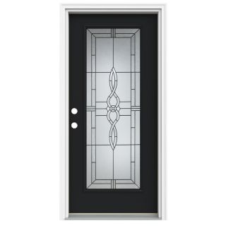 ReliaBilt Calista 1 Panel Insulating Core Full Lite Right Hand Inswing Peppercorn Fiberglass Painted Prehung Entry Door (Common 36 in x 80 in; Actual 37.5 in x 81.75 in)