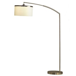 Nova Lighting 82 in Brushed Nickel and White Marble Base Indoor Floor Lamp with Fabric Shade