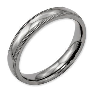 Titanium Grooved and Beaded 4mm Polished Band Ring   Size 10   Jewelry