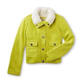 Route 66   Girls Faux Sherpa Knit Jacket   Neon