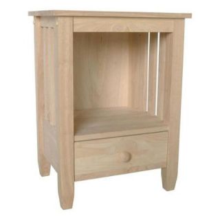 Unfinished Solid Parawood Mission Single drawer Tall End Table