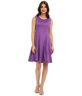 nine west sleeveless fit flare dress purple