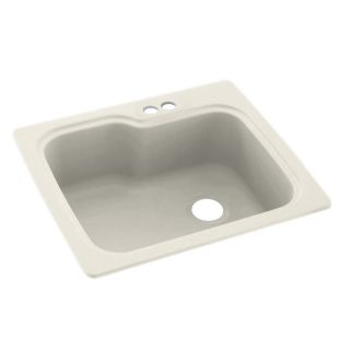 Swanstone 25 in x 22 in Glacier Single Basin Composite Drop In 2 Hole Residential Kitchen Sink