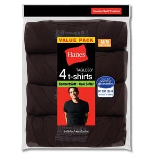 Hanes Mens ComfortSoft® Dyed TAGLESS® Crewneck Undershirt 4 Pack