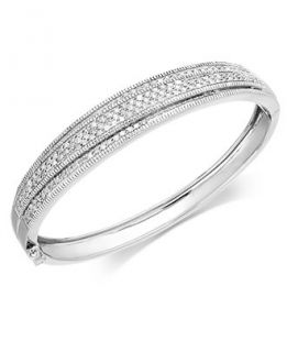 Wrapped in Love™ Diamond Pave Set Crossover Bangle in Sterling