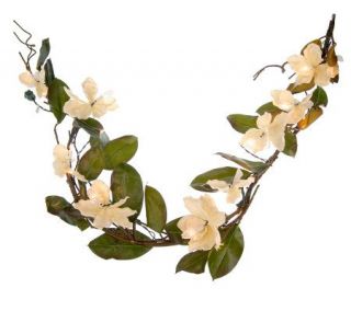 BethlehemLights 6 Prelit Magnolia Flower Garland —