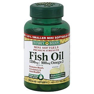 Natures Bounty  Fish Oil, 900 mg Omega 3, 1200 mg, Mini Softgels, 90