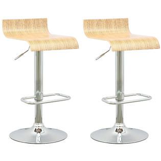 CorLiving Curved Seat Adjustable Barstool in Light Bentwood, set of 2