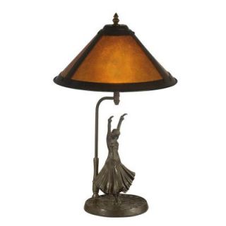Dale Tiffany Mica 23.25 in. Antique Bronze Amber Dancer Table Lamp TT11185