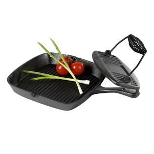 Cast Iron Grill Pan With Press Ideal Grill For Any Occasion at 