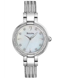 Bulova Watch, Womens Diamond Accent Stainless Steel Mesh Bracelet