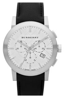 Burberry Check Stamped Round Chronograph Watch, 42mm