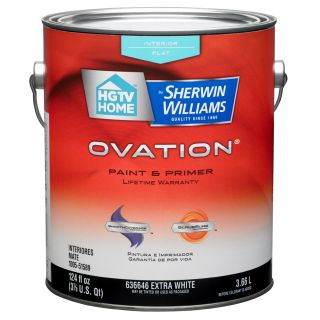 HGTV HOME by Sherwin Williams Ovation White Flat Latex Interior Paint and Primer in One (Actual Net Contents 124 fl oz)