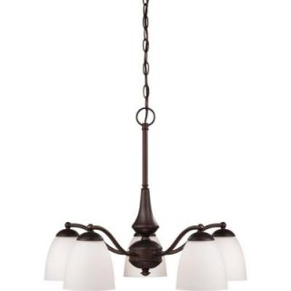 Illumine 5 Light Prairie Bronze Arms Down Chandelier with Frosted Glass Shade HD 5143
