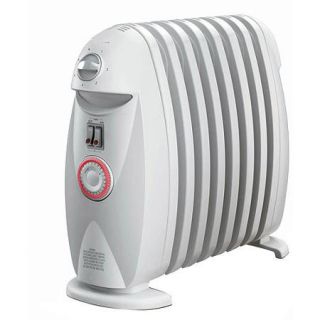 DeLonghi Safeheat 1200W Portable Oil Filled Radiator with GFI Plug and Timer, White TRN0812T