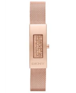DKNY Womens Rose Gold Tone Stainless Steel Mesh Bracelet Watch 24mm