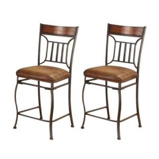 ACME Tavio Fabric Counter Height Chair in Black Gold Brush (Set of 2) 96058