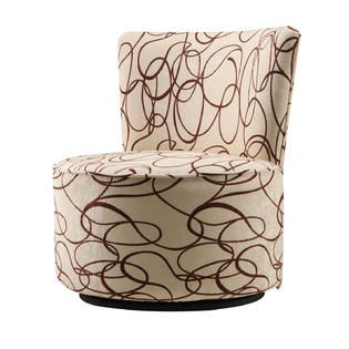 Oxford Creek  Round Swivel Chair in Brown Swirl Print