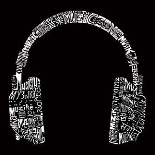 Los Angeles Pop Art Mens Word Art Long Sleeve T Shirt   Headphones