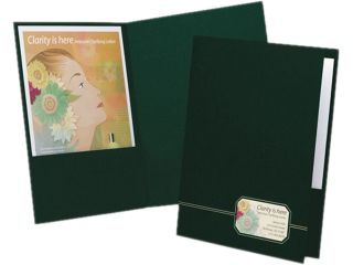 Oxford 04164 Monogram Series Business Portfolio, Premium Cover Stock, Green/Gold, 4/Pack