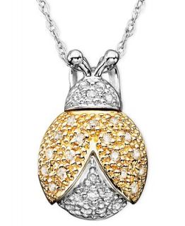 Ladybug Diamond Pendant Necklace in Two Tone 14k Gold (1/8 ct. t.w