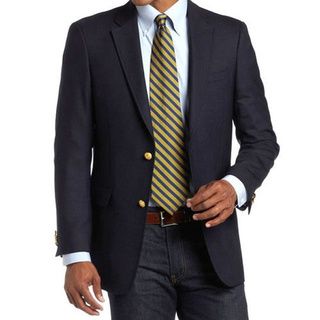 Tommy Hilfiger Mens Navy Slim Fit Blazer with Gold Buttons