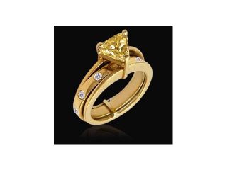 1.75 carat Trillion cut yellow gold diamonds ring new